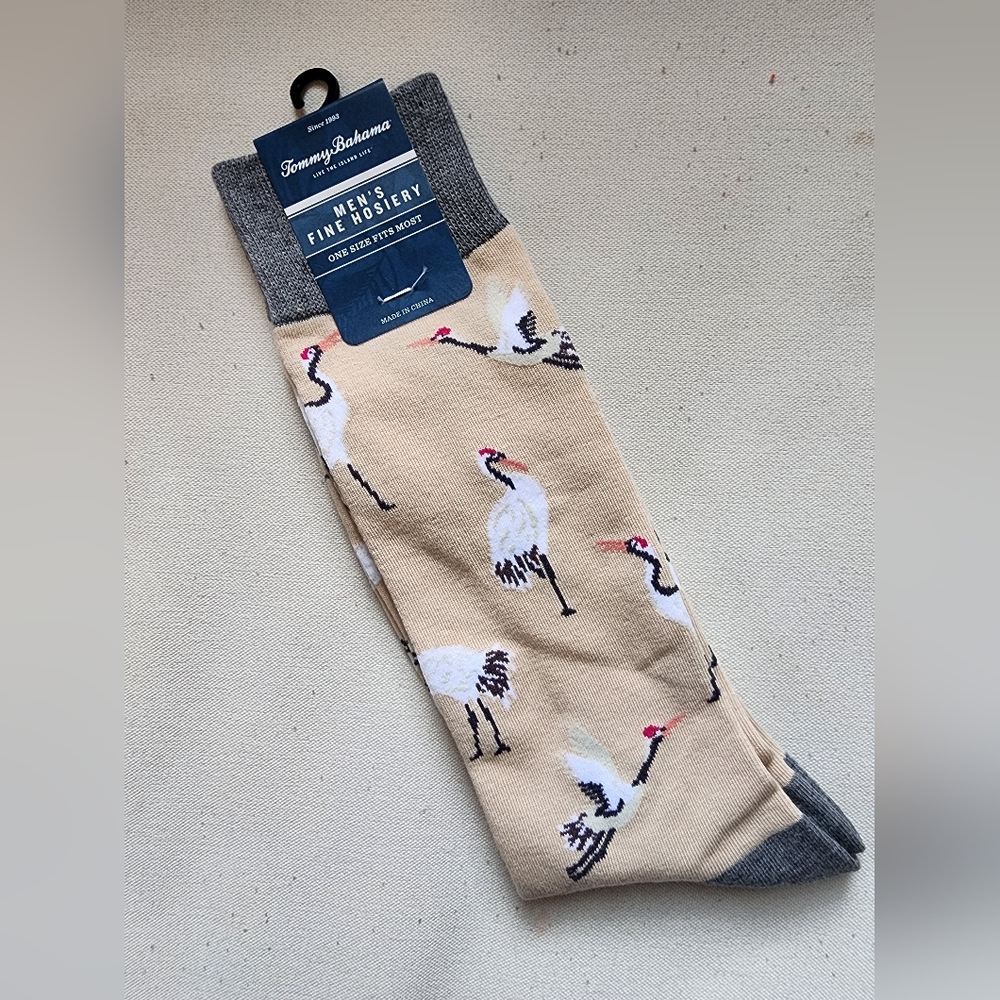 Tommy Bahama Men's Crane Pattern Socks - Tan and Gray